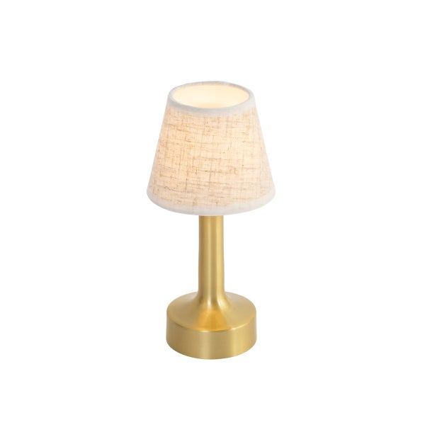 Set mit 2 Tischleuchten Gold mit Beige RGBW wiederaufladbar - Elise