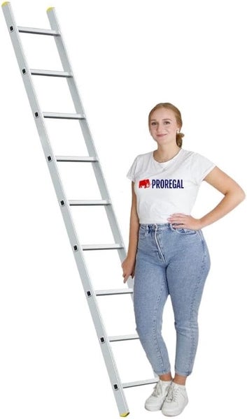 PROREGAL Sprossen-Anlegeleiter ATLAS Ohne Traverse 9 Sprossen Arbeitshöhe 3,46 m Traglast 150 kg