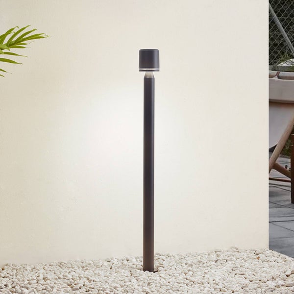 Lindby LED Außenleuchte Amila (spritzwassergeschützt (Modern) in Schwarz aus Aluminium (1 flammig, ) - Wegeleuchte Pollerleuchte Wegelampe Sockelleuchte