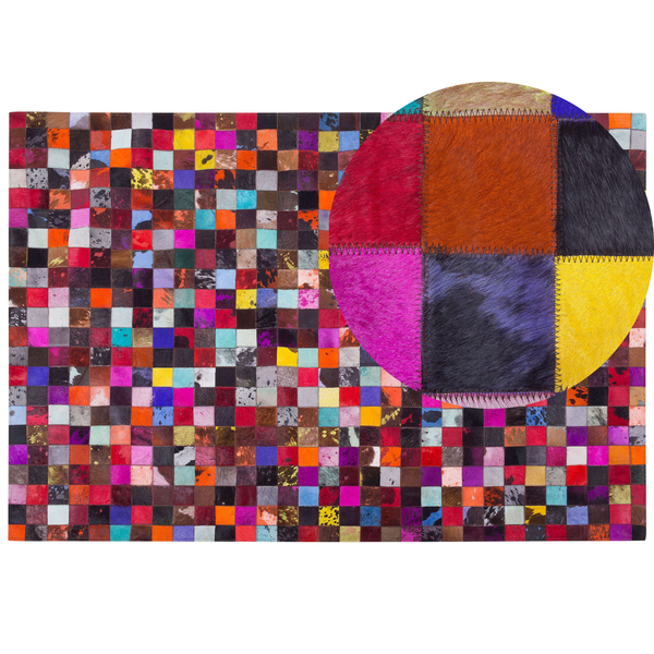 Teppich Kuhfell bunt 200 x 300 cm Patchwork ENNE