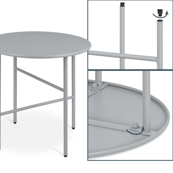 Beautissu Finn Beistelltisch Ø 44x46cm Grau Metall