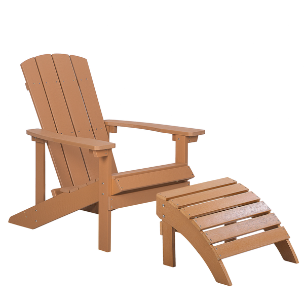 Gartenstuhl ADIRONDACK mit Fußstütze Braun