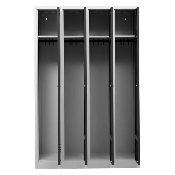 PROREGAL Garderobenspind Camel 4-Fächer HxBxT 180 x 117 x 50 cm Vorhängeschloss Grau-Anthrazit