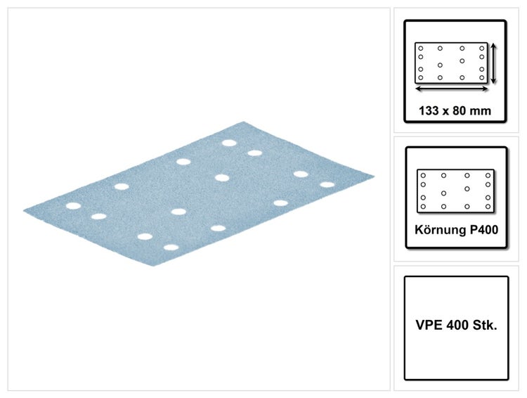 Festool STF 80x133 Schleifstreifen Granat P400 80 x 133 mm 400 Stk. ( 4x 497126 ) für Rutscher RTS 400, RTSC 400, RS 400, RS 4, LS 130