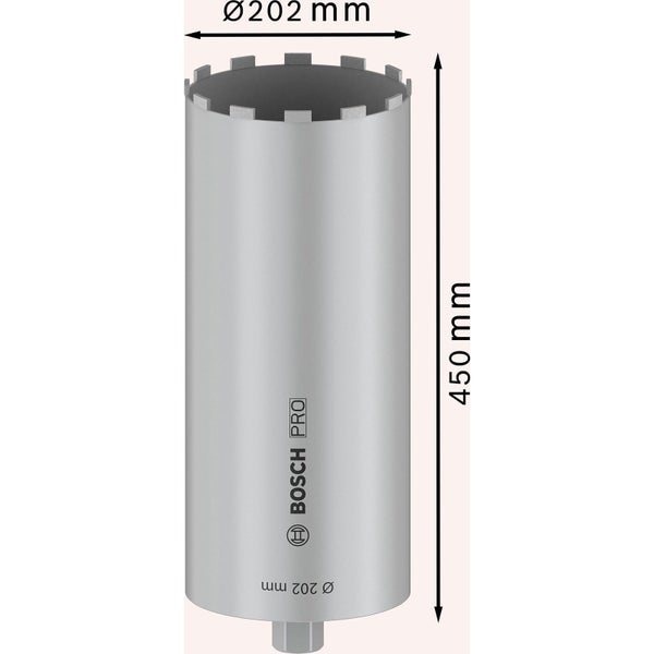 Bosch Pro Mauerkrone, Durchmesser 202 mm, Länge 450 mm