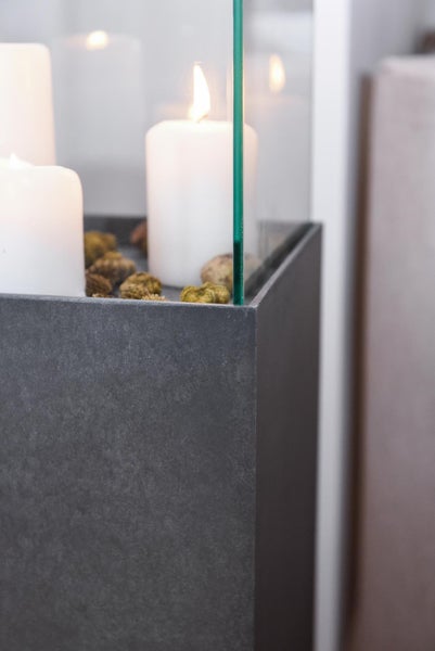 VIVANNO Windlicht CANDELA 80x25x25 cm Fiberzement Anthrazit matt