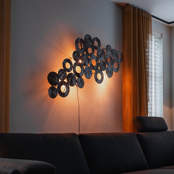 Art Deco Wandleuchte Kupfer 138 cm - Kreise