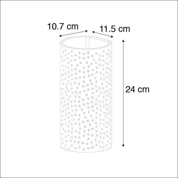 Abmessungen einer Wandleuchte: 10,7 cm, 11,5 cm und 24 cm
