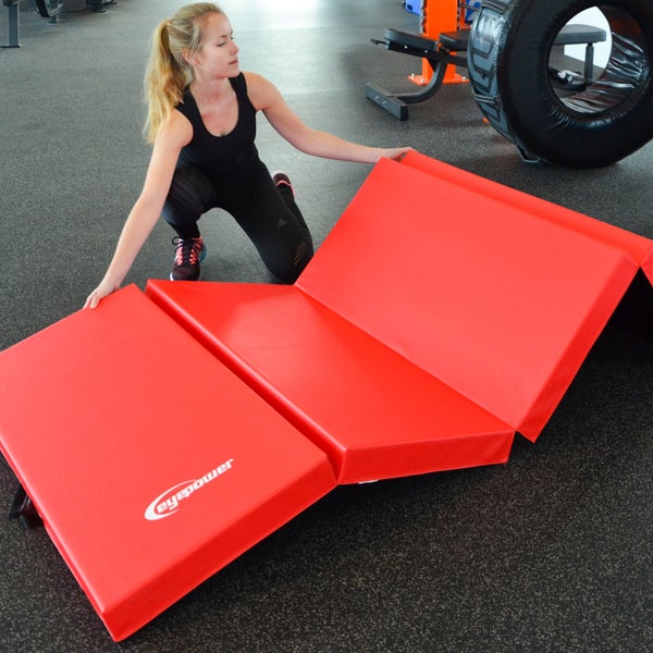 200x100cm Klappbare Gymnastikmatte - 8 cm dicke Turnmatte Rot Schwarz