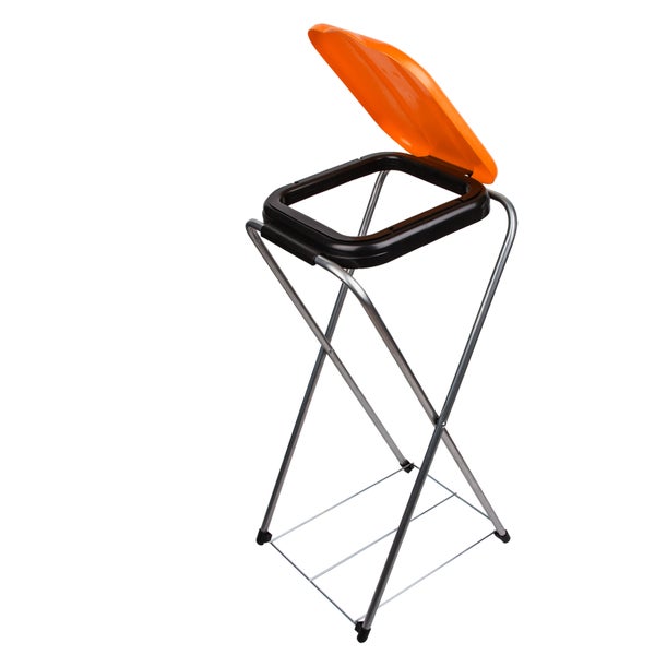 BigDean Müllsackständer EasyFix ORANGE 120L - Müllbeutelhalter mit Gitterboden - Müllsackhalter Metall Mülltütenhalter Gelber Sack Ständer