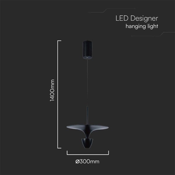 LED-Design-Hängeleuchte mit einer Höhe von 1400 mm und einem Durchmesser von 300 mm.