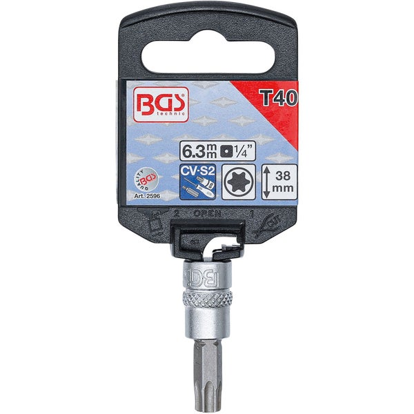 BGS Bit-Einsatz Antrieb Innenvierkant 6,3 mm (1/4) T-Profil (für Torx) T40 - 2596