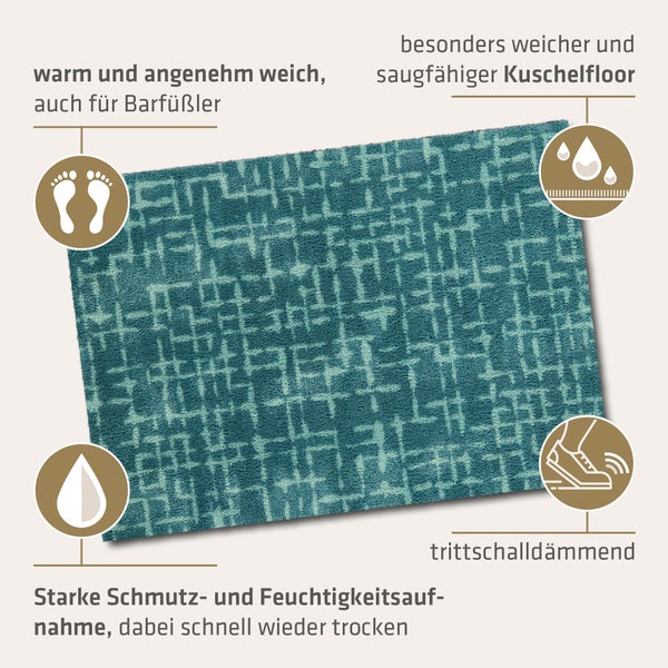 Akzente Feel Badematte mit Motiv in Aqua Blau Fußmatte 70 x 100 cm, rutschfest, saugfähig