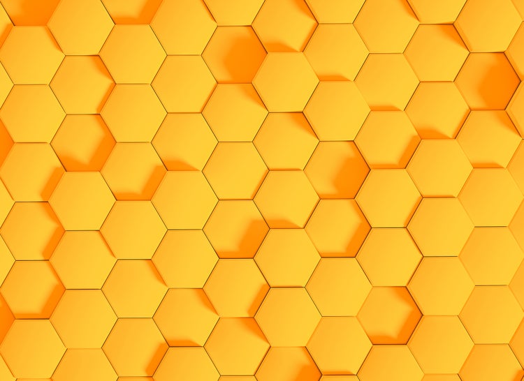 3D-Wandpaneel mit hexagonalem Muster in Wabenoptik, strukturierte Oberfläche mit unterschiedlichen Höhen.