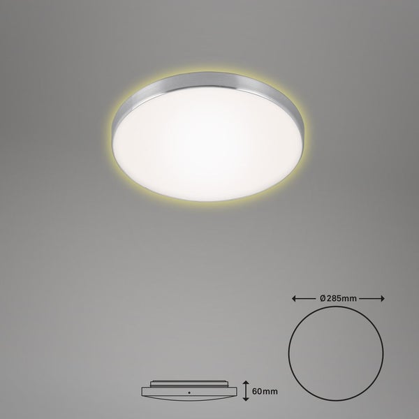 LED Deckenleuchte Deckenlampe 12W weiß-silber Metall-Kunststoff Ø28,5cm Briloner