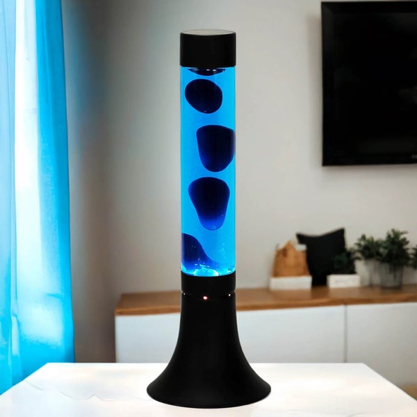 Dekorative Lavalampe mit blauem Wachs und Flüssigkeit