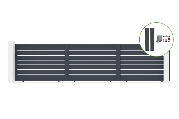 Schiebetor mit Antrieb, Pfosten und Zubehör