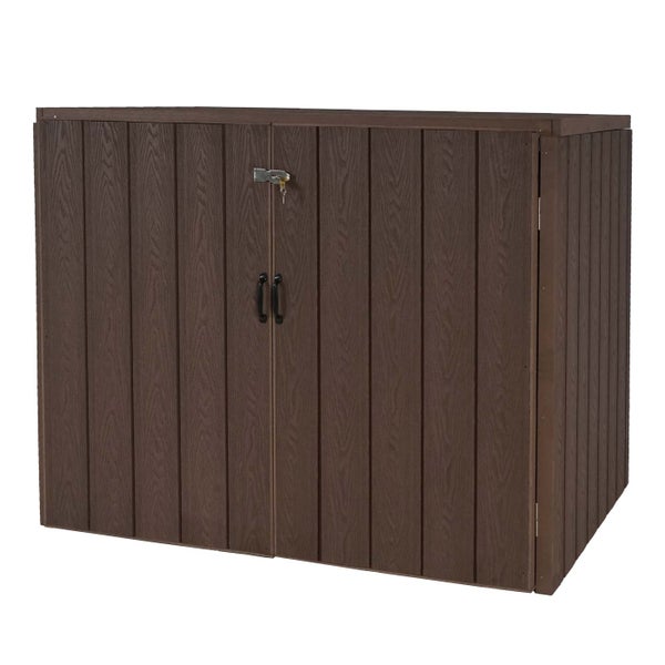 Brauner Gartenschrank mit zwei Türen und Schloss zur Aufbewahrung im Außenbereich