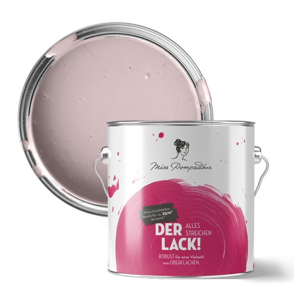 Farbeimer mit geöffnetem Deckel und rosa Lack von Miss Pompadour
