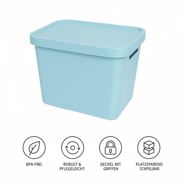 Aufbewahrungsbox mit Deckel, BPA-frei, robust und stapelbar