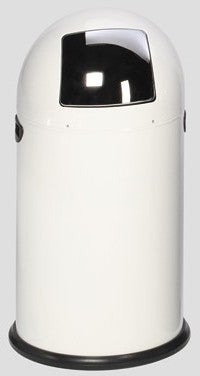 PROREGAL Klassischer Abfallsammler Mit Einwurfklappe Inneneinsatz 40 Liter HxBxT 73 x 46,5 x 46,5 cm Verzinkter Stahl Weiß