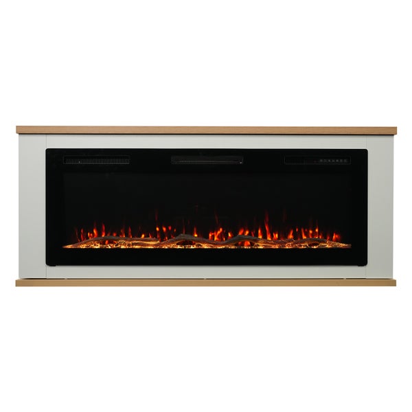 Elektrischer Kamin mit Holzdekorrahmen und Flammeneffekt