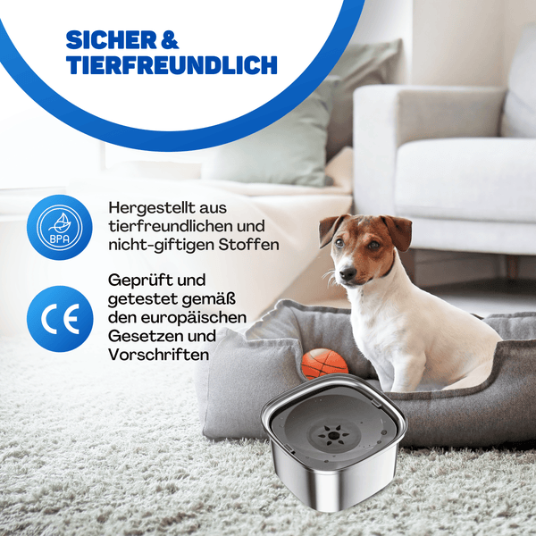 Vulpes Goods Wassernapf für Hunde - 3L - Auslaufsicher Trinknapf - Reisenapf - Rostfreier Stahl - Wasserspender für Haustier