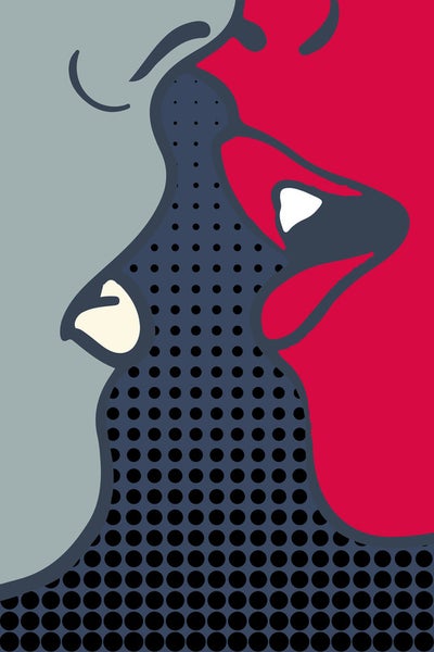 Illustration zweier sich küssender Personen