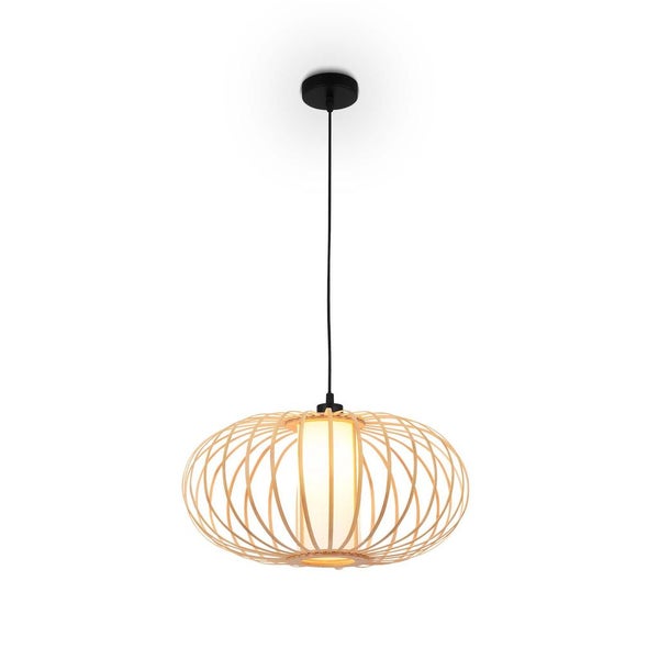 Pendant light, bamboo nature, excl. 1xE27/max.10W