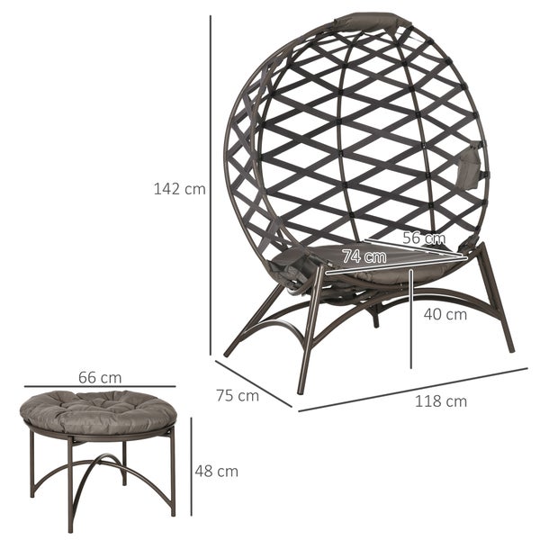 Outsunny 2tlg. Gartenstuhl-Set, 118L x 75B x 142H cm, Stahl, Polyester, PP-Schaumstoff, Sand