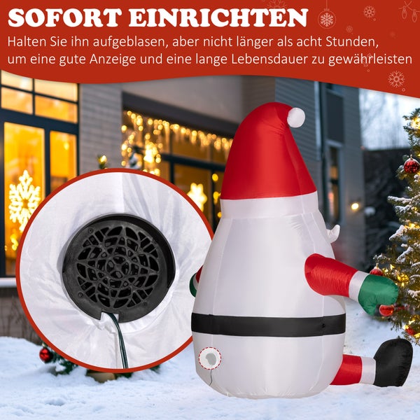 Outsunny aufblasbarer Weihnachtsdeko, 1,83 m Weihnachtsmann mit rotierender Lichtkugel, Gartendeko, LED-Beleuchtung, Selbstaufblasende Weihnachtsbeleuchtung für Innen- und Außenbereich