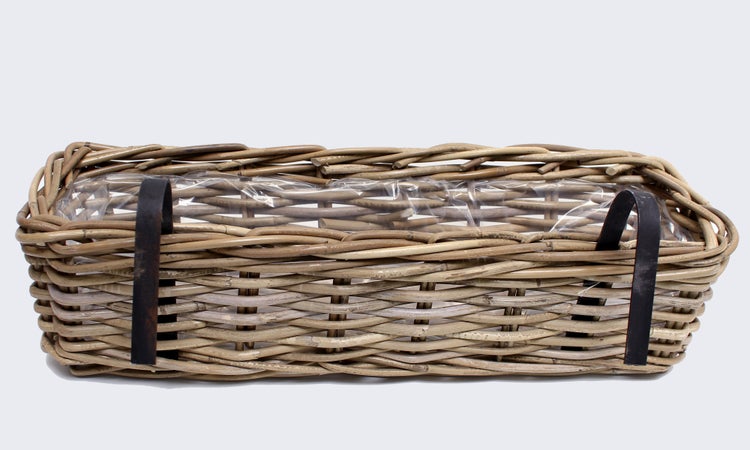 FRANK FLECHTWAREN | Balkonpflanzer Rattan, groß, RATTAN, 58 x 18 x 14 cm