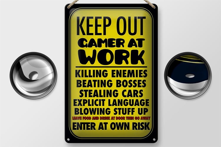 Blechschild Spruch 20x30cm Keep out gamer at work enter