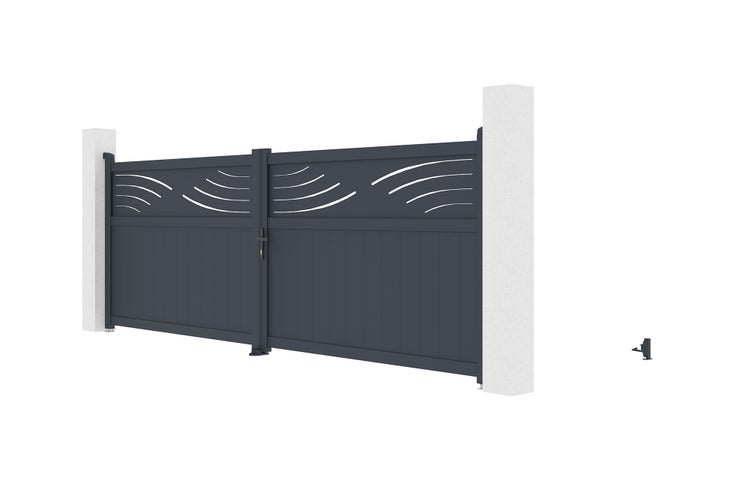 HALTI 400B140 Flügeltor-Paket + 2 EIFEL-Pfosten h.160cm Grau