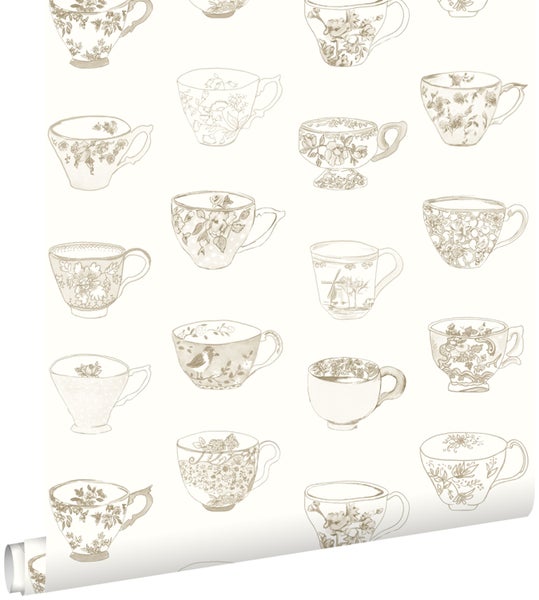Tapetenrolle mit Tassenmuster