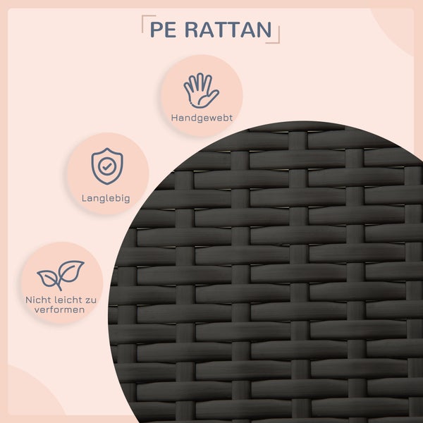PawHut Rattan Hundehaus mit Kissen, 69 x 98 x 70 cm, Kunststoff, Kaffee-Braun