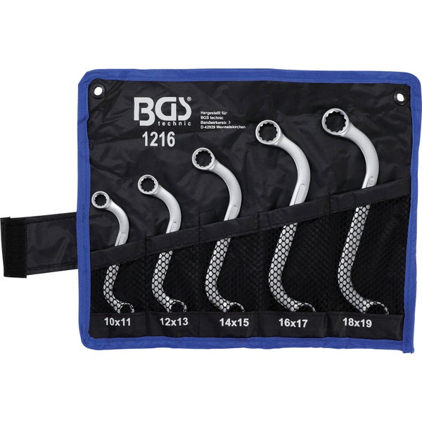 BGS Doppel-Ringschlüssel-Satz S-Form SW 10 x 11 - 18 x 19 mm 5tlg. - 1216