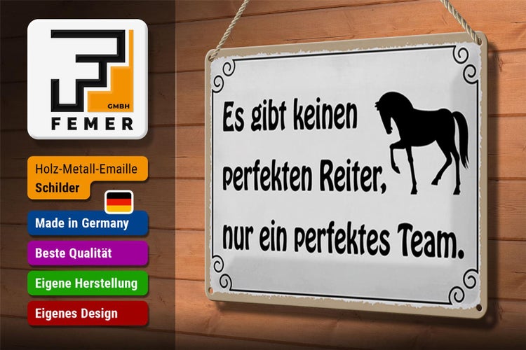 Blechschild Spruch 30x20cm es gibt keinen perfekten Reiter