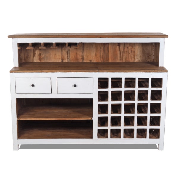 Barschrank  PUREWOOD Recyclingholz massiv, Vintage-Look 06 weiß-landhaus