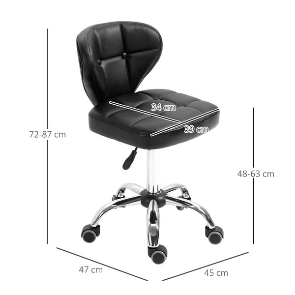 HOMCOM 2er-Set Arbeitshocker, 45 x 47 x 72-87 cm, Kunstleder, Schwarz
