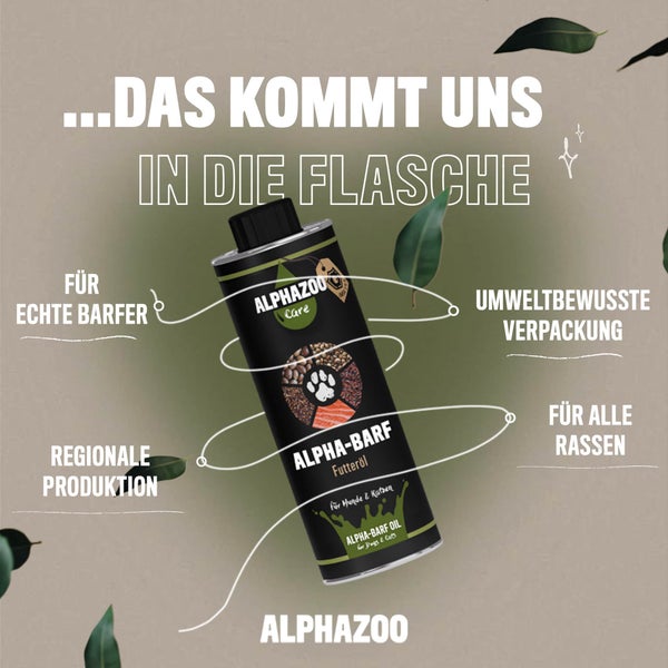 ALPHAZOO Alpha Barf Futteröl 250ml für Hunde und Katzen I Omega 3 6 9 zum Barfen