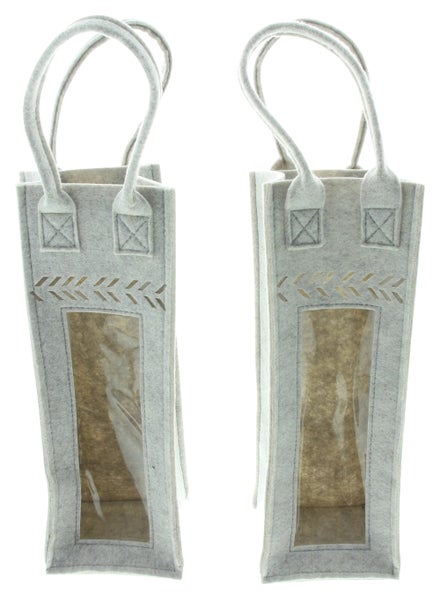 FRANK FLECHTWAREN | Geschenktasche Fenster, 2er Set, FILZ AUS PET, KUNSTSTOFF, 12 x 12 x 33 cm