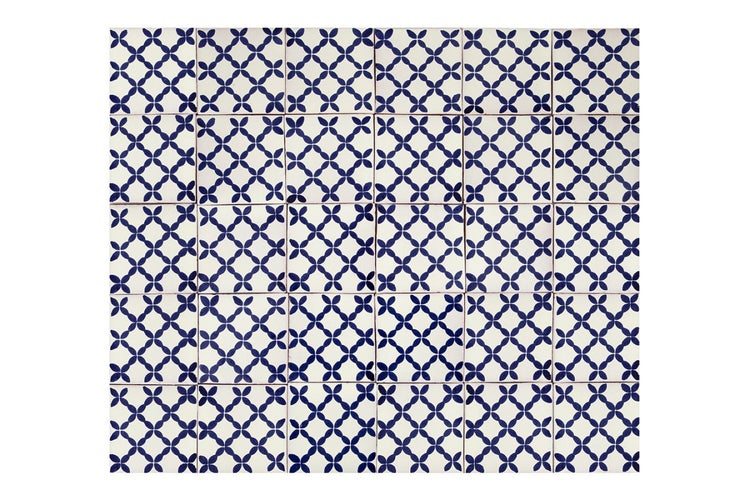 Fliesen mit blauem Muster