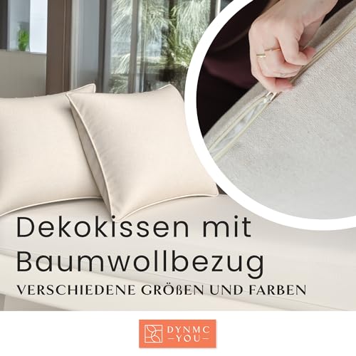 DYNMC you Modernes Sofakissen Set 40x40 mit weichem Oeko-TEX-Baumwoll-Bezug - Bequemes Dekokissen mit mittelharter Füllung - Perfekt als dekoratives Rückenkissen - Premium Couchkissen Beige