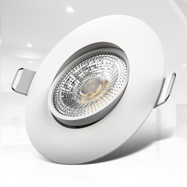 Einbauspot 68mm 6er Set - 230V, 4,9W, 480lm, LED, warmweiß, weiß