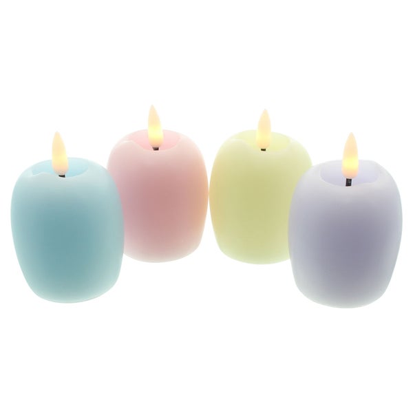 FRANK FLECHTWAREN | LED-Kerze Pastell-Ei, 4er Set, KUNSTSTOFF, WACHS, 6 x 6 x 9 cm