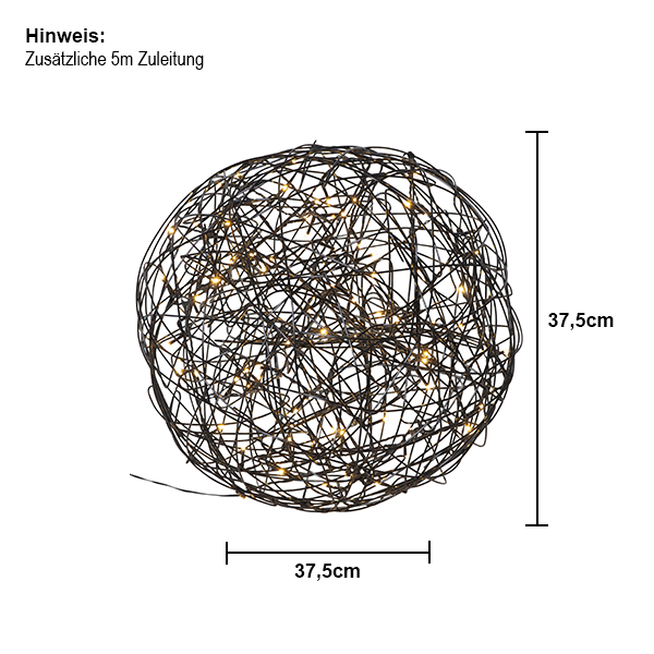 Dekorative Kugel mit Beleuchtung und den Maßen 37,5 cm