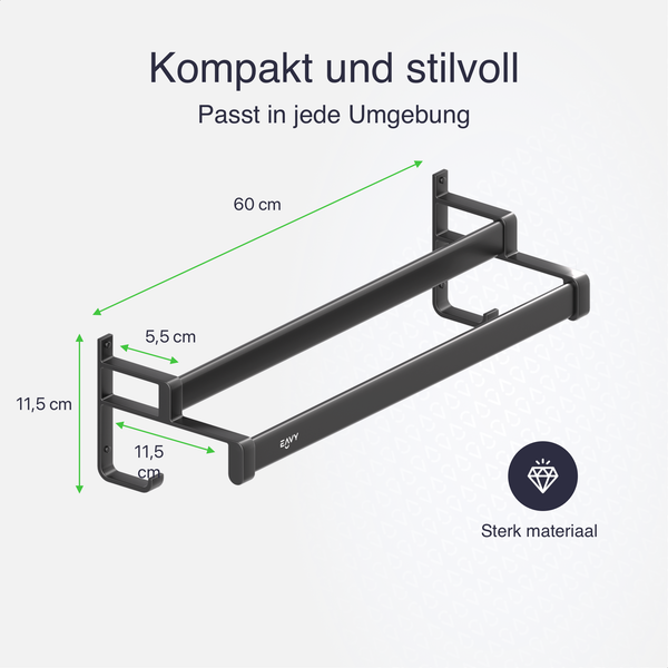 EAVY Badetuchhalter Edelstahl Schwarz 60cm