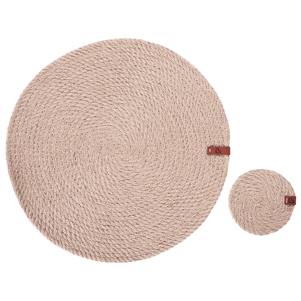 Tischset mit Untersetzern 12-teilig MUNTRIES Naturfarben Jute