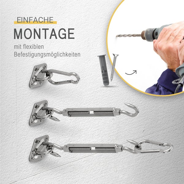 Befestigungsset mit Schraube, Dübel und Spannschloss für einfache Montage